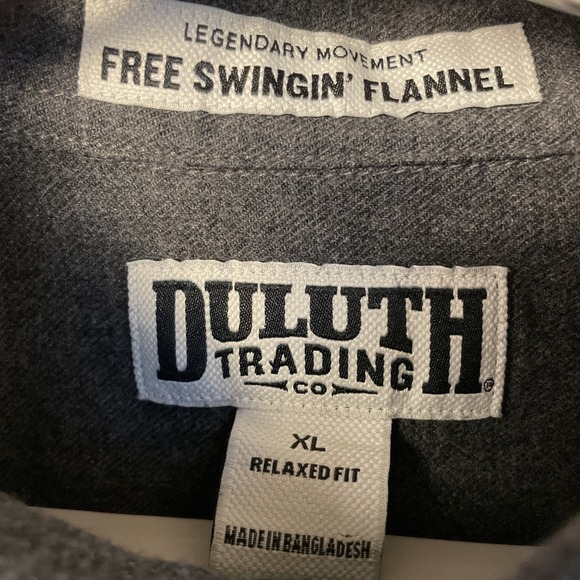 Duluth Trading Shirt Mens XL Gray‎ Free Swingin' Flannel Relaxed Fit Button Work - Picture 2 of 6
